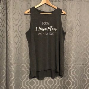 Gray tank top size XL. “Sorry, I have plans with my dog”